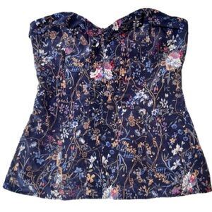 Y2K Miss Me Navy Dark Romantic Grunge Fairycore Floral Corset Top Women S Boho